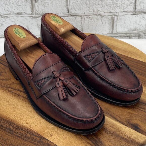 Allen Edmonds Maxfield Mens 10 B Brown Leather Tassel Slip On Dress Loafers - Picture 7 of 14